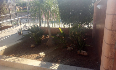 Trabajos de limpieza y adecuación de jardineras entrada a negocio Caprichos Estilistas